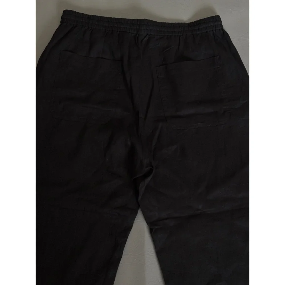 Banana Republic Women's Black Linen Pull On Ankle Pants Size XL 713472